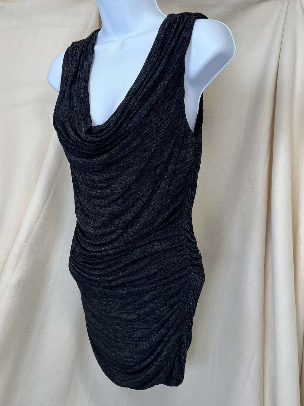 H&M Black Ruched Cowl Neck shirt Size M